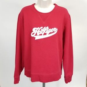 Vintage Tommy Hilfiger Red Sweatshirt Logo Size XL